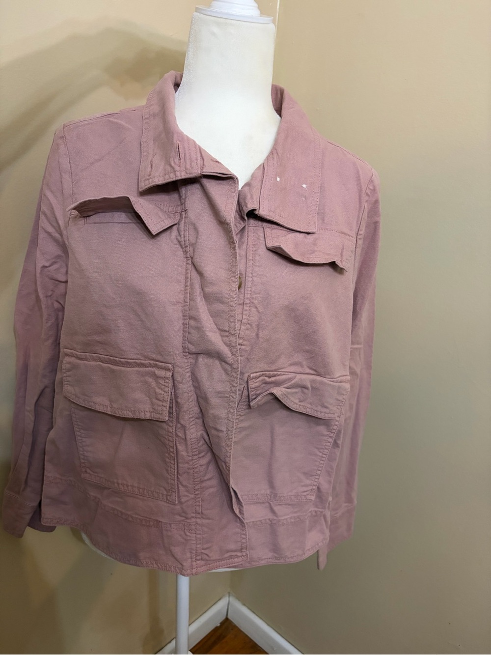 LOFT Pink Utility Jacket with Front Flap Pockets